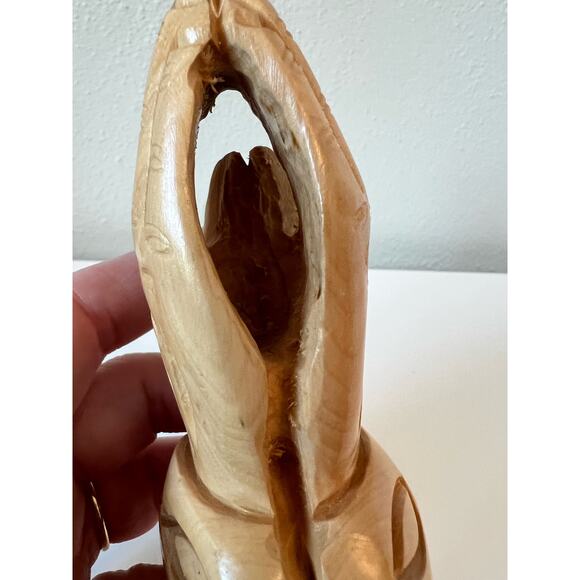 Wood Meditation Praying Hands Statue Hand-Carved Spiritual Decoration - Picture 5 of 7